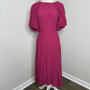 a new day Fuchsia Magenta Puffy Sleeve Dress